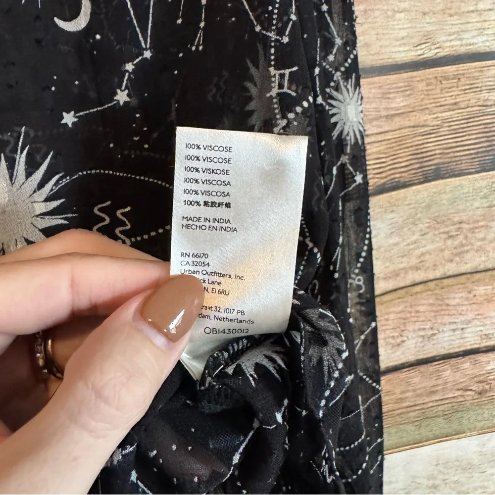 Anthropologie Celestial Star Constellations Space Puff Sleeve Flowy Top XS
